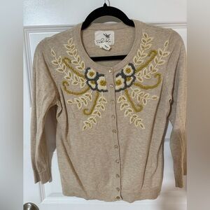 Tabitha Beige Floral Embroidered Cardigan